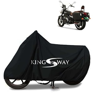 kingsway 100 waterproof tested bike body cover compatible with komaki ranger for all two wheeler bike scooter scooty with carry bag - rubber coated inside for uv and scratch protection - black