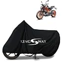 KINGSWAY® 100% Waterproof (Tested) Bike Body Cover Compatible with KTM 250 Duke, for All Two Wheeler Bike Scooter Scooty with Carry Bag - Rubber Coated Inside for UV and Scratch Protection - Black