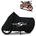 KINGSWAY® 100% Waterproof (Tested) Bike Body Cover Compatible with KTM RC 125, for All Two Wheeler Bike Scooter Scooty with Carry Bag - Rubber Coated Inside for UV and Scratch Protection - Black