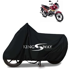 kingsway 100 waterproof tested bike body cover compatible with mahindra centuro for all two wheeler bike scooter scooty with carry bag - rubber coated inside for uv and scratch protection - black