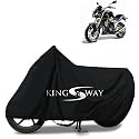 KINGSWAY® 100% Waterproof Bike Body Cover Compatible with Mahindra Mojo 300, for All Two Wheeler Bike Scooter Scooty with Carry Bag - Rubber Coated Inside for UV and Scratch Protection - Black
