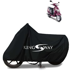 kingsway 100 waterproof tested bike body cover compatible with mahindra rodeo for all two wheeler bike scooter scooty with carry bag - rubber coated inside for uv and scratch protection - black