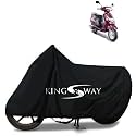 KINGSWAY® 100% Waterproof (Tested) Bike Body Cover Compatible with Mahindra Rodeo, for All Two Wheeler Bike Scooter Scooty with Carry Bag - Rubber Coated Inside for UV and Scratch Protection - Black