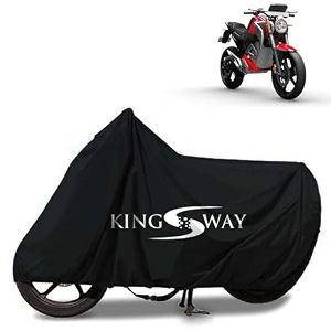 kingsway 100 waterproof tested bike body cover compatible with oben rorr for all two wheeler bike scooter scooty with carry bag - rubber coated inside for uv and scratch protection - black