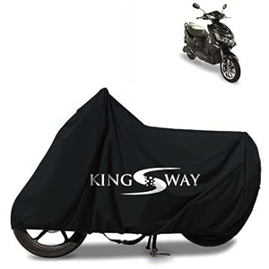 kingsway 100 waterproof bike body cover compatible with okinawa praisepro for all two wheeler bike scooter scooty with carry bag - rubber coated inside for uv and scratch protection - black
