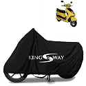 KINGSWAY® 100% Waterproof (Tested) Bike Body Cover Compatible with Okinawa R30, for All Two Wheeler Bike Scooter Scooty with Carry Bag - Rubber Coated Inside for UV and Scratch Protection - Black