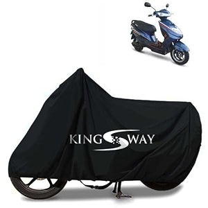 kingsway 100 waterproof bike body cover compatible with okinawa ridge 100 for all two wheeler bike scooter scooty with carry bag - rubber coated inside for uv and scratch protection - black