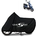KINGSWAY® 100% Waterproof Bike Body Cover Compatible with Okinawa Ridge 100, for All Two Wheeler Bike Scooter Scooty with Carry Bag - Rubber Coated Inside for UV and Scratch Protection - Black