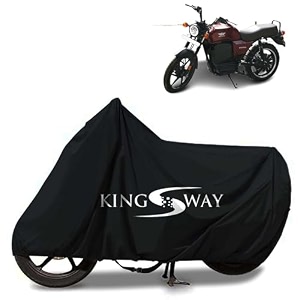 kingsway 100 waterproof bike body cover compatible with one electric motorcycles kridn for all two wheeler bike scooter scooty with carry bag - rubber coated inside for scratch protection - black