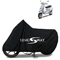 KINGSWAY® 100% Waterproof Bike Body Cover Compatible with Piaggio Vespa SXL, for All Two Wheeler Bike Scooter Scooty with Carry Bag - Rubber Coated Inside for UV and Scratch Protection - Black