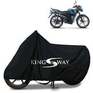 kingsway 100 waterproof tested bike body cover compatible with pure ev ecodryft for all two wheeler bike scooter scooty with carry bag - rubber coated inside for uv and scratch protection - black