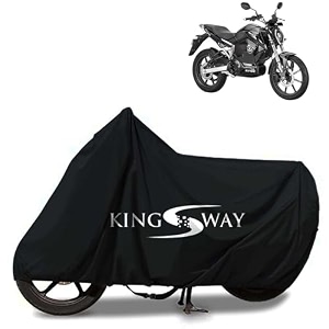 kingsway 100 waterproof tested bike body cover compatible with revolt rv400 for all two wheeler bike scooter scooty with carry bag - rubber coated inside for uv and scratch protection - black
