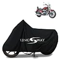 KINGSWAY® 100% Waterproof Bike Body Cover Compatible with Royal Enfield Super Meteor 650, for All Two Wheeler Bike Scooter Scooty with Carry Bag - Rubber Coated Inside for Scratch Protection - Black