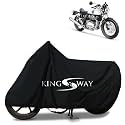 KINGSWAY® 100% Waterproof Bike Body Cover Compatible with Royal Enfield Continental GT, for All Two Wheeler Bike Scooter Scooty with Carry Bag - Rubber Coated Inside for Scratch Protection - Black