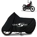 KINGSWAY® 100% Waterproof Bike Body Cover Compatible with Royal Enfield Himalayan, for All Two Wheeler Bike Scooter Scooty with Carry Bag - Rubber Coated Inside for UV and Scratch Protection - Black