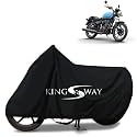 KINGSWAY® 100% Waterproof Bike Body Cover Compatible with Royal Enfield Thunderbird 350, for All Two Wheeler Bike Scooter Scooty with Carry Bag - Rubber Coated Inside for Scratch Protection - Black