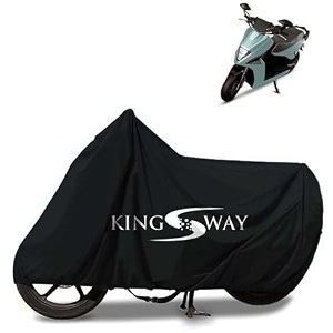 kingsway 100 waterproof bike body cover compatible with simple energy one for all two wheeler bike scooter scooty with carry bag - rubber coated inside for uv and scratch protection - black