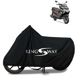 kingsway 100 waterproof bike body cover compatible with suzuki burgman street for all two wheeler bike scooter scooty with carry bag - rubber coated inside for uv and scratch protection - black