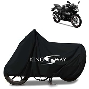 kingsway 100 waterproof tested bike body cover compatible with suzuki gixxer sf for all two wheeler bike scooter scooty with carry bag - rubber coated inside for uv and scratch protection - black