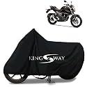 KINGSWAY® 100% Waterproof (Tested) Bike Body Cover Compatible with Suzuki Gixxer, for All Two Wheeler Bike Scooter Scooty with Carry Bag - Rubber Coated Inside for UV and Scratch Protection - Black