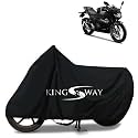 KINGSWAY® 100% Waterproof (Tested) Bike Body Cover Compatible with Suzuki Gixxer SF, for All Two Wheeler Bike Scooter Scooty with Carry Bag - Rubber Coated Inside for UV and Scratch Protection - Black