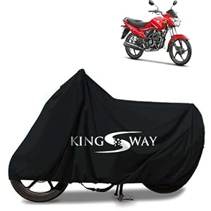 kingsway 100 waterproof tested bike body cover compatible with suzuki hayate for all two wheeler bike scooter scooty with carry bag - rubber coated inside for uv and scratch protection - black