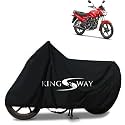 KINGSWAY® 100% Waterproof (Tested) Bike Body Cover Compatible with Suzuki Hayate, for All Two Wheeler Bike Scooter Scooty with Carry Bag - Rubber Coated Inside for UV and Scratch Protection - Black