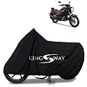 KINGSWAY® 100% Waterproof Bike Body Cover Compatible with Suzuki Intruder 150, for All Two Wheeler Bike Scooter Scooty with Carry Bag - Rubber Coated Inside for UV and Scratch Protection - Black