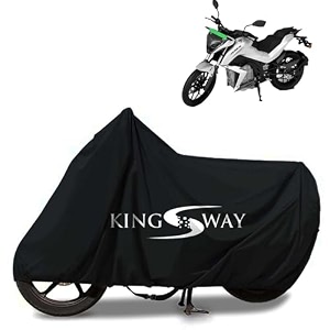 kingsway 100 waterproof tested bike body cover compatible with tork kratos for all two wheeler bike scooter scooty with carry bag - rubber coated inside for uv and scratch protection - black