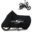 KINGSWAY® 100% Waterproof Bike Body Cover Compatible with TVS Apache RTR 160 4V, for All Two Wheeler Bike Scooter Scooty with Carry Bag - Rubber Coated Inside for UV and Scratch Protection - Black