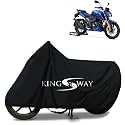 KINGSWAY® 100% Waterproof Bike Body Cover Compatible with TVS Apache RTR 200 4V, for All Two Wheeler Bike Scooter Scooty with Carry Bag - Rubber Coated Inside for UV and Scratch Protection - Black