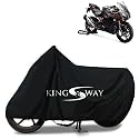 KINGSWAY® 100% Waterproof Bike Body Cover Compatible with TVS Apache RR 310, for All Two Wheeler Bike Scooter Scooty with Carry Bag - Rubber Coated Inside for UV and Scratch Protection - Black