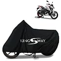 KINGSWAY® 100% Waterproof Bike Body Cover Compatible with TVS Apache RTR 160, for All Two Wheeler Bike Scooter Scooty with Carry Bag - Rubber Coated Inside for UV and Scratch Protection - Black