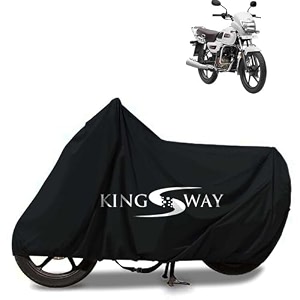 kingsway 100 waterproof tested bike body cover compatible with tvs radeon for all two wheeler bike scooter scooty with carry bag - rubber coated inside for uv and scratch protection - black