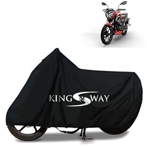 kingsway 100 waterproof tested bike body cover compatible with tvs raider for all two wheeler bike scooter scooty with carry bag - rubber coated inside for uv and scratch protection - black