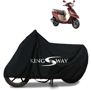 kingsway 100 waterproof tested bike body cover compatible with tvs scooty zest for all two wheeler bike scooter scooty with carry bag - rubber coated inside for uv and scratch protection - black