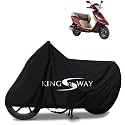 KINGSWAY® 100% Waterproof (Tested) Bike Body Cover Compatible with TVS Scooty Zest, for All Two Wheeler Bike Scooter Scooty with Carry Bag - Rubber Coated Inside for UV and Scratch Protection - Black