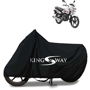 kingsway 100 waterproof tested bike body cover compatible with tvs sport for all two wheeler bike scooter scooty with carry bag - rubber coated inside for uv and scratch protection - black
