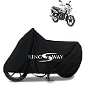 KINGSWAY® 100% Waterproof (Tested) Bike Body Cover Compatible with TVS Sport, for All Two Wheeler Bike Scooter Scooty with Carry Bag - Rubber Coated Inside for UV and Scratch Protection - Black