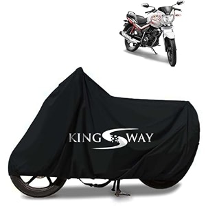 kingsway 100 waterproof bike body cover compatible with tvs star city plus for all two wheeler bike scooter scooty with carry bag - rubber coated inside for uv and scratch protection - black