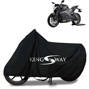 kingsway 100 waterproof bike body cover compatible with ultraviolette f77 for all two wheeler bike scooter scooty with carry bag - rubber coated inside for uv and scratch protection - black