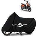 KINGSWAY® 100% Waterproof (Tested) Bike Body Cover Compatible with Vida V1, for All Two Wheeler Bike Scooter Scooty with Carry Bag - Rubber Coated Inside for UV and Scratch Protection - Black