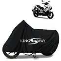 KINGSWAY® 100% Waterproof (Tested) Bike Body Cover Compatible with Yamaha Aerox 155, for All Two Wheeler Bike Scooter Scooty with Carry Bag - Rubber Coated Inside for UV and Scratch Protection - Black