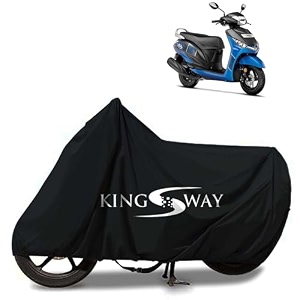 kingsway 100 waterproof tested bike body cover compatible with yamaha alpha for all two wheeler bike scooter scooty with carry bag - rubber coated inside for uv and scratch protection - black