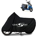 KINGSWAY® 100% Waterproof (Tested) Bike Body Cover Compatible with Yamaha Alpha, for All Two Wheeler Bike Scooter Scooty with Carry Bag - Rubber Coated Inside for UV and Scratch Protection - Black