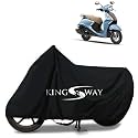 KINGSWAY® 100% Waterproof Bike Body Cover Compatible with Yamaha Fascino 125, for All Two Wheeler Bike Scooter Scooty with Carry Bag - Rubber Coated Inside for UV and Scratch Protection - Black