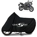 KINGSWAY® 100% Waterproof (Tested) Bike Body Cover Compatible with Yamaha Fazer, for All Two Wheeler Bike Scooter Scooty with Carry Bag - Rubber Coated Inside for UV and Scratch Protection - Black