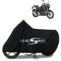 KINGSWAY® 100% Waterproof (Tested) Bike Body Cover Compatible with Yamaha FZ 25, for All Two Wheeler Bike Scooter Scooty with Carry Bag - Rubber Coated Inside for UV and Scratch Protection - Black