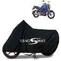 KINGSWAY® 100% Waterproof Bike Body Cover Compatible with Yamaha FZ-Fi Version 3.0, for All Two Wheeler Bike Scooter Scooty with Carry Bag - Rubber Coated Inside for UV and Scratch Protection - Black