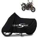 KINGSWAY® 100% Waterproof (Tested) Bike Body Cover Compatible with Yamaha FZ1, for All Two Wheeler Bike Scooter Scooty with Carry Bag - Rubber Coated Inside for UV and Scratch Protection - Black